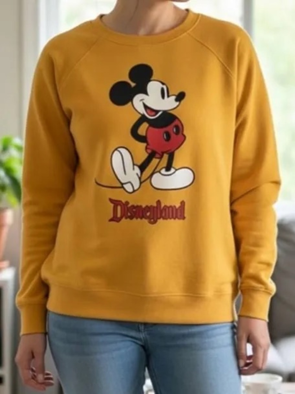 Disneyland Official Mustard Yellow Mickey Mouse Crewneck Sweatshirt